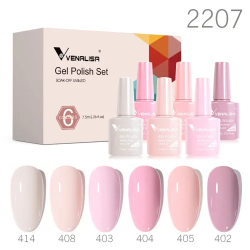 Miniatura 6 de VENALISA - Juego de esmaltes de uñas de gel rosa sin hema, 6 colores, popular kit de esmalte de gel rosa nude, esmalte en gel de remojo con lámpara