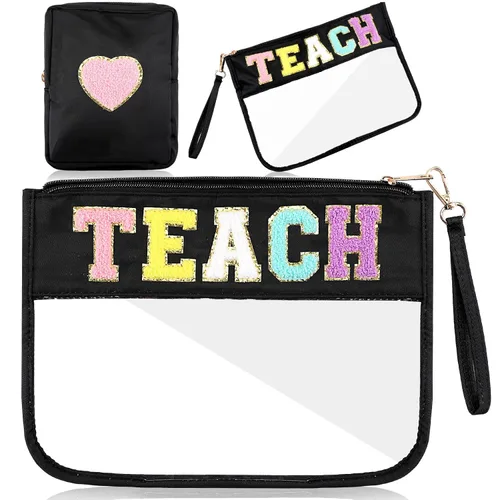 Miniatura 11 de Hillban Juego de 2 bolsas de bebé de chenilla, bolsas de letras de chenilla, bolsa de maquillaje, bolsa de viaje para bebé, impermeable, portátil
