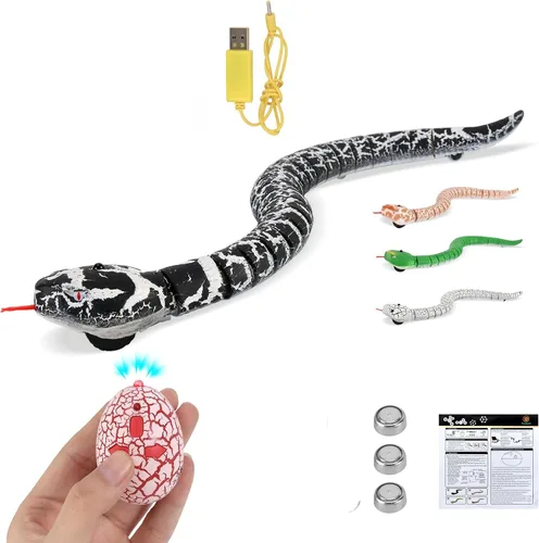 FauKait Juguete de Serpiente de Control Remoto RC y Robot Serpiente Eléctrica de Movimiento Rápido de Cascabel Falsa Juguetes de Navidad Halloween