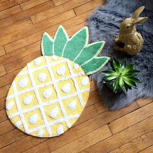 Miniatura 8 de Tapete antideslizante con diseño de piña, diseño de piña de dibujos animados, para decoración del hogar, sala de estar, dormitorio, baño, fruta