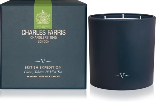 Charles Farris British Expedition - Vela perfumada de 3 mechas de clavo, tabaco y té de menta