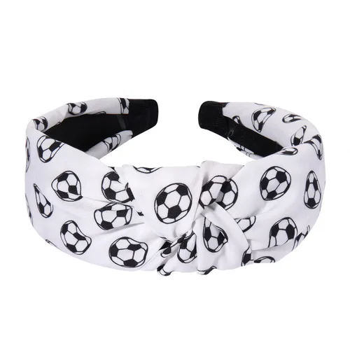 Miniatura 9 de ZITULRY Diademas anudadas para mujer, baloncesto, fútbol, béisbol, estampadas, banda ancha con nudo superior, diadema deportiva, fiesta