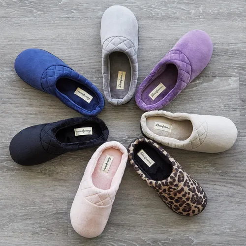 Miniatura 2 de Dearfoams Darcy - Pantuflas de velour de microfibra, tipo zueco con bordes acolchados, para mujer