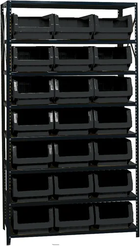 Miniatura 157 de Quantum QSBU-245BK Heavy Duty Shelving Unit with (7) Shelves and (24) QUS245 Black Bins for Garage Warehouse Storage Distribution 400 lb Load