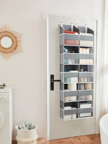 Miniatura 7 de Organizador para colocar sobre la puerta de 5 niveles, almacenamiento extra grande detrás de la puerta de 10 compartimentos, organizador colgante