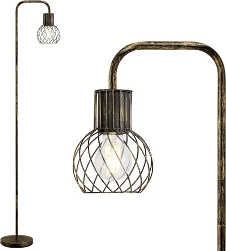Miniatura 10 de Lámpara de pie industrial, lámpara de pie LED moderna con bombilla LED de 6W, interruptor de pie, lámparas altas de metal para sala de estar