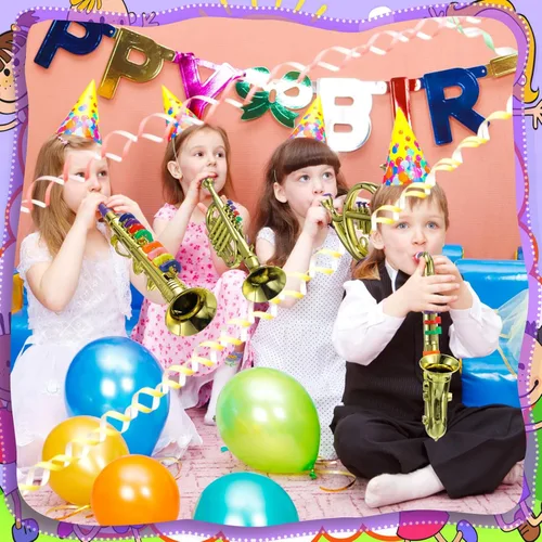 Miniatura 7 de Treela Juego de 4 instrumentos musicales para niños, clarinete de juguete saxofón, trompeta y trompeta para principiantes con más de 10 teclas