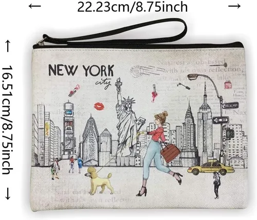 Miniatura 7 de Bolso grande de la mano del bolso del maquillaje del bolso de la cremallera del recuerdo de Nueva York para niñas y mujeres, JP-330133A, Bolso