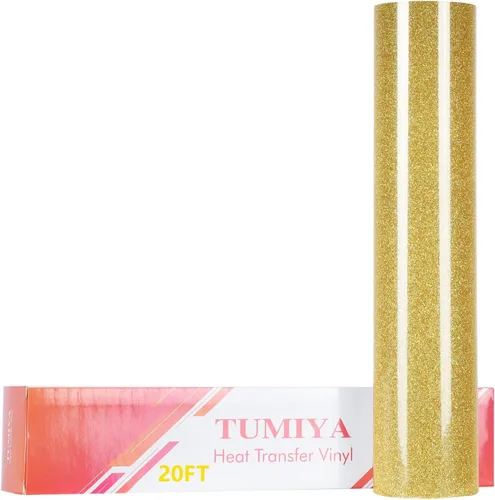 Miniatura 44 de TUMIYA Vinilo HTV - Vinilo de transferencia de calor de 12 pulgadas x 35 pies, vinilo dorado para planchar, rollo adhesivo brillante fácil de cortar