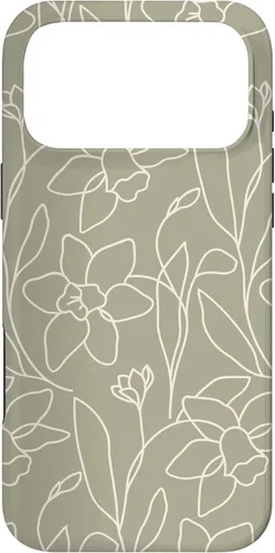 Miniatura 22 de Poppy Flower Line Art Modern Leaves Boho Artichoke Green Case for iPhone 17