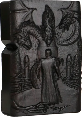 Miniatura 46 de Carcasa exterior tallada en madera negra de ébano natural para kit de inserción Zippo (Kwan Yin Goddess Dragon Phoenix)