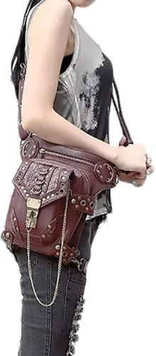 Miniatura 4 de Rebajas Cyber Monday Ofertas Venta Steampunk Riñonera Bolso para cintura Moda Gótico Hombro Bandolera Bandolera Muslo Pierna Capucha Bolsa de Viaje