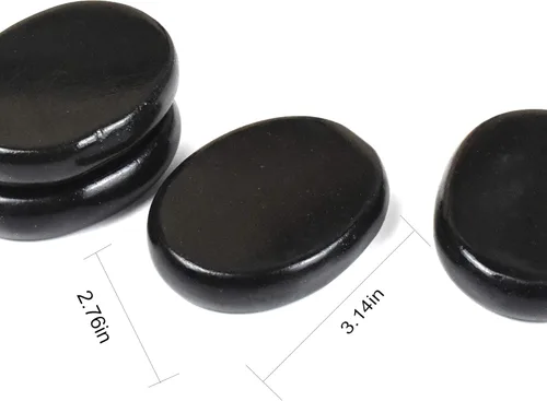 Miniatura 4 de Juego de 6 piedras de masaje caliente con basalto natural, cálidas, para masaje de spa, 2.36 x 3.14 pulgadas (2.4 x 3.1 in), 2 Negro