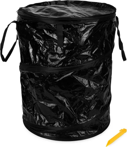 Camco Contenedor utilitario desplegable – Úselo como bote de basura plegable cuando acampas – Capacidad para bolsas de basura de 30 galones de