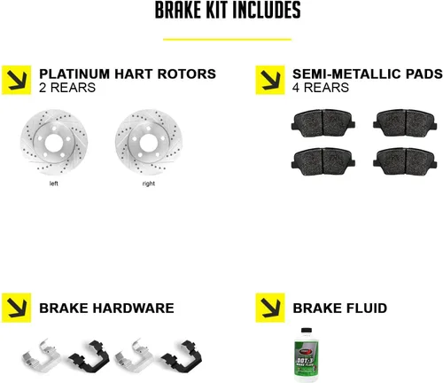 Miniatura 2 de Hart Brakes Kit de frenos y rotores traseros Pastillas de freno traseras Rotores y pastillas de frenos Pastillas de freno y rotores