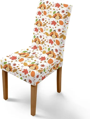 Miniatura 36 de Rnyleeg Thanksgiving Chair Covers for Living Room No Arms Turkey Pumpkin Stretch Dining Chair Covers Set of 6 Soft Washable Kitchen Chair Protector