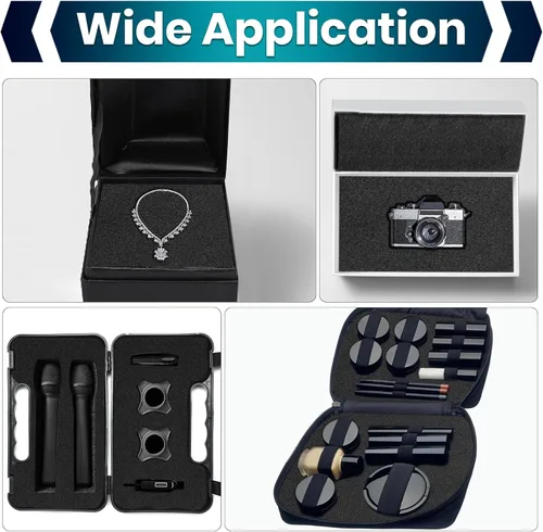 Miniatura 6 de 3 piezas de insertos de espuma de 16 x 12 x 2 pulgadas para estuches, espuma de poliuretano, hojas de espuma negra para embalaje, acolchado de 2