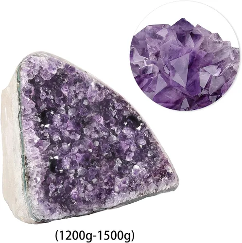 Miniatura 4 de Rockcloud Figura de cristal de cuarzo de amatista púrpura natural, geoda drusa para decoración del hogar, adorno de escritorio autoportante