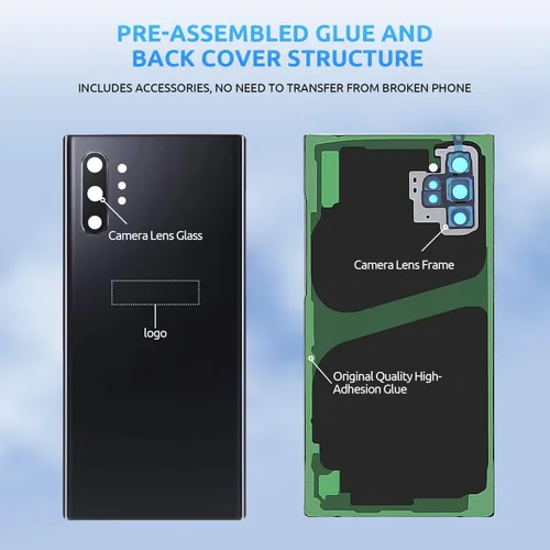 Miniatura 4 de Reemplazo de cristal trasero para Samsung Galaxy Note 10+ Plus SM-N975 Carcasa trasera con lente de cámara + kit de herramientas de reparación