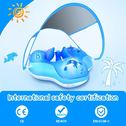Miniatura 5 de Baby Pool Float with Canopy UPF50+ Sun Protection, no flip Over Inflatable Baby Float for Baby 3-36 Months, Skin Protect Toddler floaties for Boys