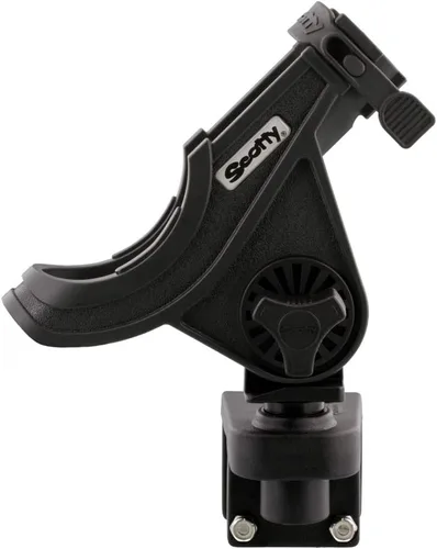 Miniatura 2 de Scotty #284-BK Baitcaster/Soporte de caña giratoria con soporte de riel cuadrado #243, negro