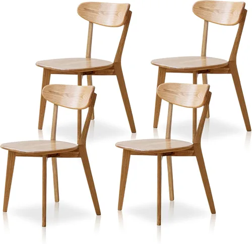 Miniatura 8 de Sillas de comedor 100% de madera de roble macizo, sillas de comedor modernas de mediados de siglo con cojín tapizado, sillas de cocina, comedor