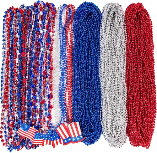 Miniatura 9 de 36 collares del 4/4 de julio: accesorios patrióticos a granel para fiestas del Día de los Caídos, decoraciones de decoración, sombreros de estrella