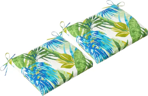 Miniatura 27 de Pillow Perfect Cojines de asiento de esquina cuadrados para exteriores e interiores, 16 x 18.5 pulgadas, selva verde con hojas exuberantes, 2 Selva