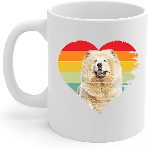 Taza de café de cerámica blanca con forma de corazón vintage Chow Chow Chow Dog Lover Gifts Coffee Mug White Ceramic Cup 11oz