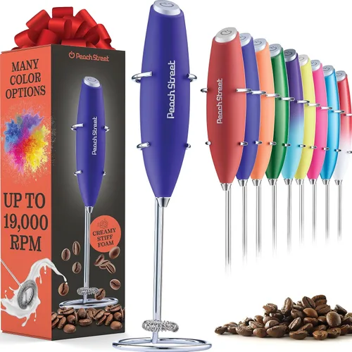 Miniatura 24 de Potente espumador de leche de mano, mini espumador de leche, funciona con pilas (no incluida), mezclador de bebidas de acero inoxidable para café