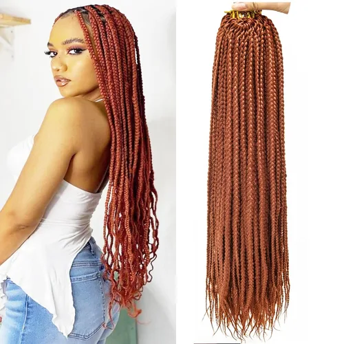 Miniatura 14 de 6 paquetes de trenzas de ganchillo de caja, cabello sintético pre-anillado, trenzas de ganchillo de caja, trenzas de ganchillo de 22 pulgadas