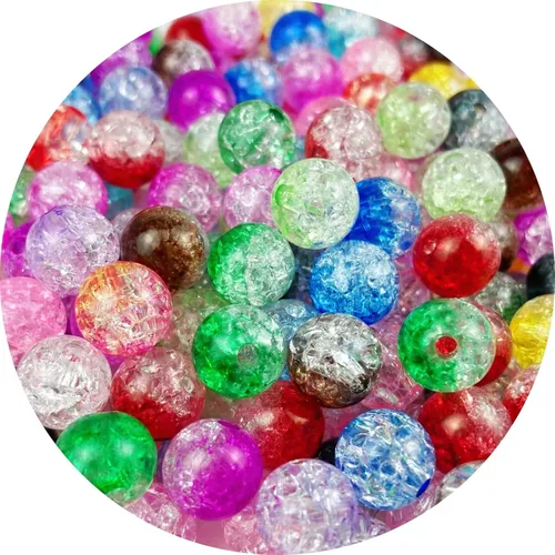 Miniatura 19 de 300 cuentas de acrílico agrietadas de 0.315 pulgadas (0.315 in) redondas de cristal, cuentas espaciadoras a granel para hacer joyas, collares, Negro
