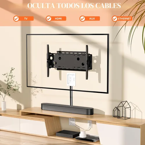 Miniatura 6 de Kit corrector de cable de pared con placa de pared de cepillo, caja de salida empotrada, cable de 9 pies, pasador de 2 bandas para gestión de cables