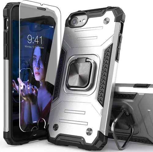 Miniatura 13 de Funda para iPhone SE 2020 con protector de pantalla, a prueba de golpes, con soporte de automóvil, ligera, funda protectora para iPhone 6/6s/7/8/SE