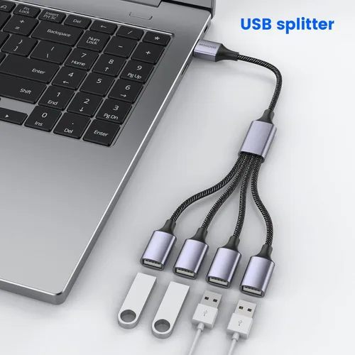 Miniatura 3 de MOGOOD Divisor USB, adaptador electrónico USB 2.0 de 4 puertos, concentrador USB multizócalo para transferencia de datos y carga de energía