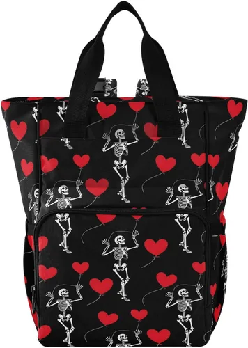 Miniatura 12 de MNSRUU Bolsa de pañales de calavera gris, mochila multifunción para pañales de viaje, bolsa de pañales de gran capacidad, mochilas para cambiar