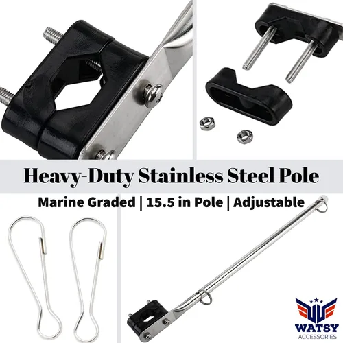Miniatura 4 de Kit de asta de bandera de barco – Bandera bordada TEXAS de 12 x 18 pulgadas + poste inoxidable y clips Impermeable, grado marino, alta resistencia