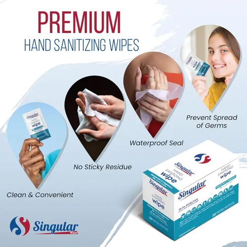 Miniatura 4 de Singular Wipes - Toallitas desinfectantes para manos, tamaño de viaje, 30 unidades envueltas individualmente, aroma cítrico fresco, hidratante