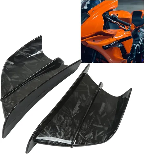 Miniatura 2 de Aleta de viento lateral para motocicleta, alerón lateral de motocicleta, carenado delantero, aletas aerodinámicas para Z900 Z1000 (negro brillante)