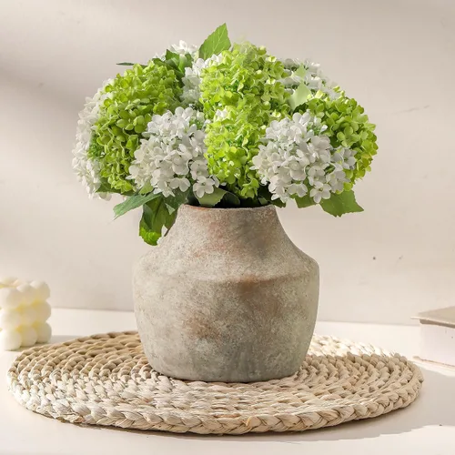 Miniatura 13 de Mitt&Ditt Florero de cerámica con asas, jarrón de 11 pulgadas de alto para centros de mesa, grandes jarrones decorativos de terracota, jarrones
