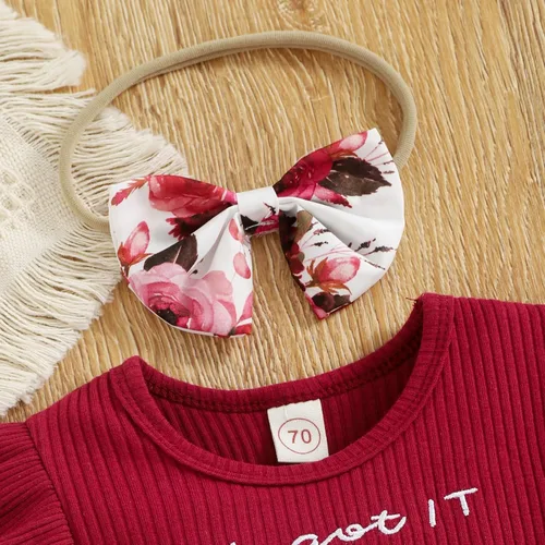 Miniatura 4 de Conjunto de vestido de mameluco para niñas con letras florales, estampado de mamá, con volantes, ropa corta, diadema