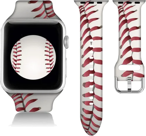Compatible con Apple Watch de béisbol de 38/40/41/42/44/45/46/1.929 in para mujeres y hombres, correa de silicona suave para regalo de caballo,