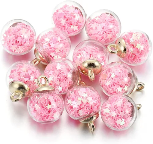 Miniatura 9 de 10 unids/lote de 0.630 in transparente bola de cristal encantos estrella lentejuelas colgantes para DIY pendientes collar joyería fabricación