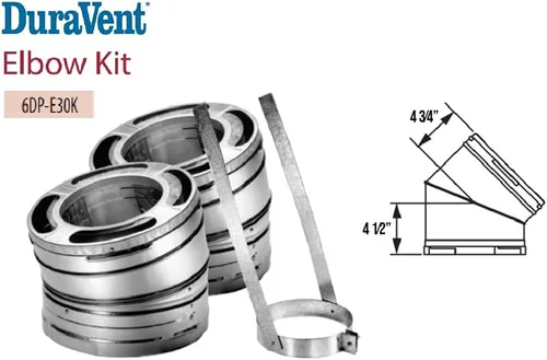Miniatura 2 de DuraVent DuraPlus - Kit de codo giratorio de acero inoxidable de 30 grados para ventilación de estufa de leña, 6 pulgadas, accesorios de conductos