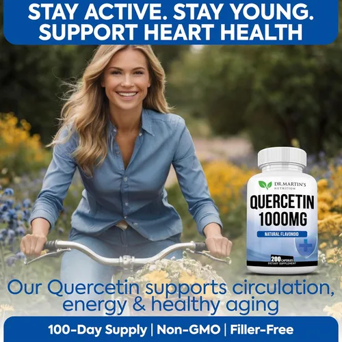Miniatura 7 de Quercetina de 1000 mg - 200 cápsulas Apoyo inmunológico, antioxidante para alivio estacional de los senos nasales y salud cardiovascular