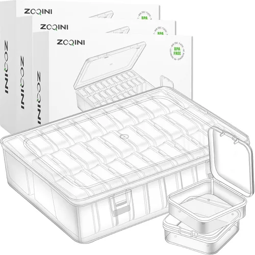 Miniatura 15 de Caja organizadora de cuentas, 28 recipientes pequeños de plástico transparente, 1 caja organizadora grande de manualidades, 1 etiqueta de hoja