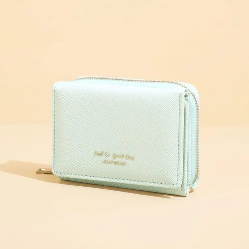 Miniatura 7 de JIUFENG Cartera corta con bloqueo RFID para mujer, multiusos, con cremallera, plegada, monederos, bolsas para múltiples tarjetas, organizador