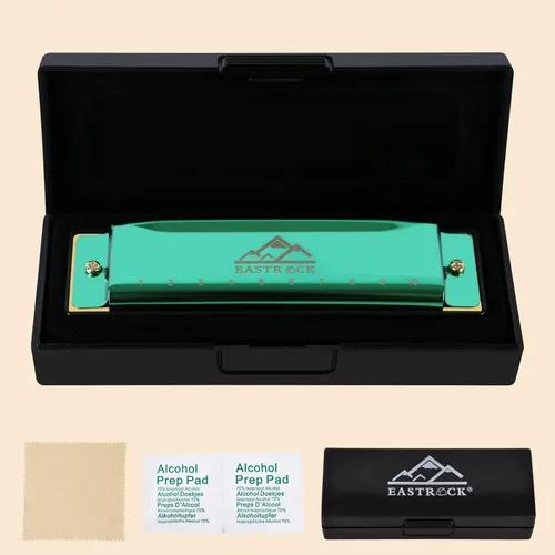 Miniatura 6 de EastRock Armónica de Blues, Organillo de Boca 10 Agujeros Clave de Do con Estuche, Armónica Diatónica para Jugador Profesional, Principiante, Regalo