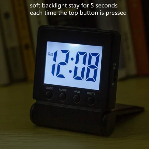 Miniatura 6 de FAMICOZY Reloj Despertador de Viaje Digital Compacto con Opciones de Volumen Alto/Bajo, Fácil de Configurar, Fácil de Leer, Dígitos Grandes