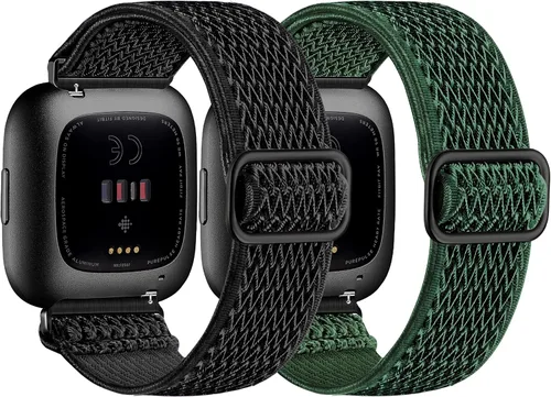 Bandas elásticas compatibles con Fitbit Versa 2 Band para mujeres y hombres, correa deportiva suave ajustable de nailon trenzado transpirable para